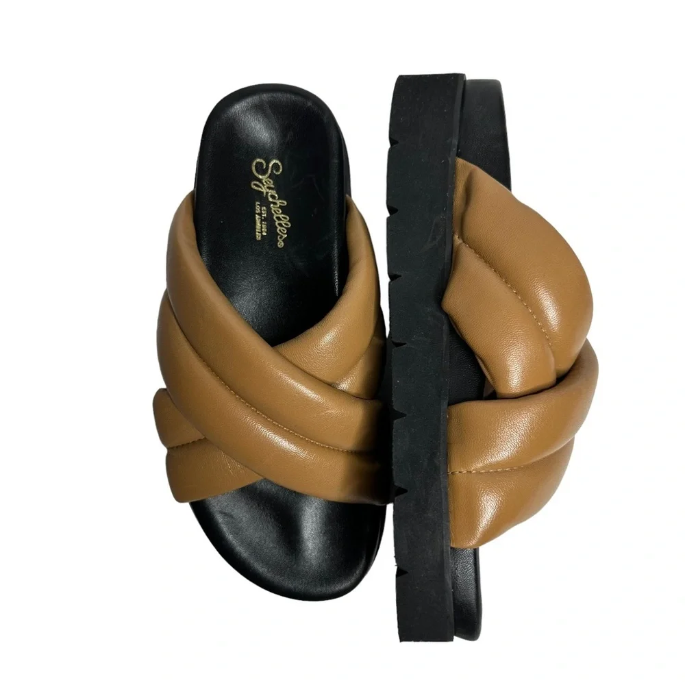 NEW Seychelles Driving Force Platform Sandal in Tan Leather 6